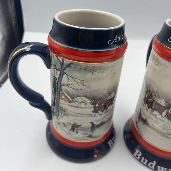 Vintage 3 Anheuser Bush Budweiser Heavy Ceramic Steins 1990 Susan Sampson - Picture 4 of 11